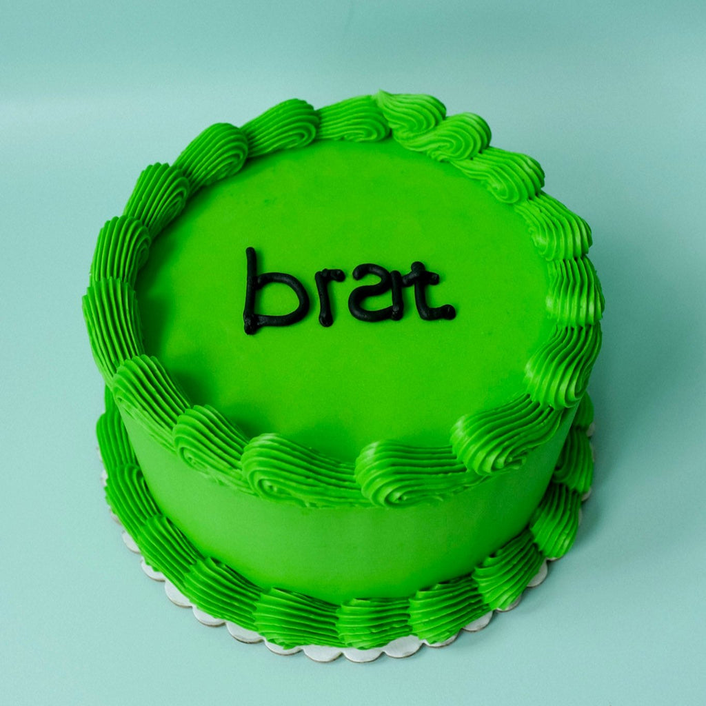Green round ornate cake