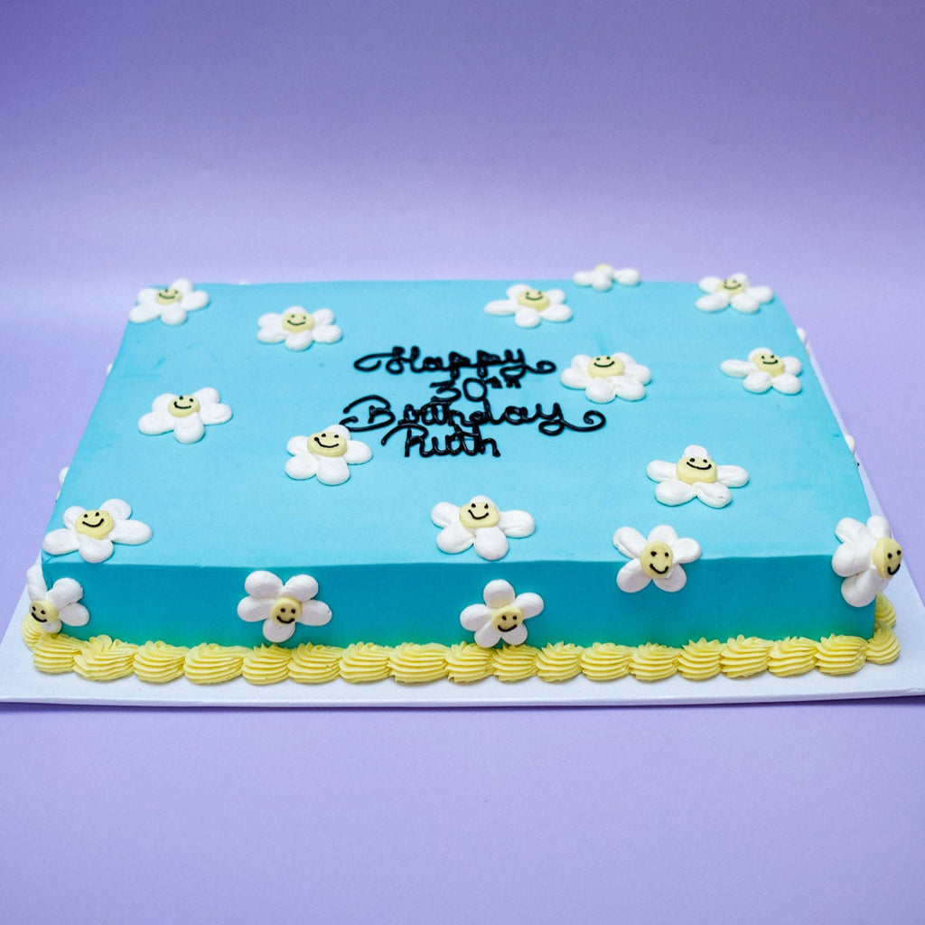 90s themed flower sheet cake