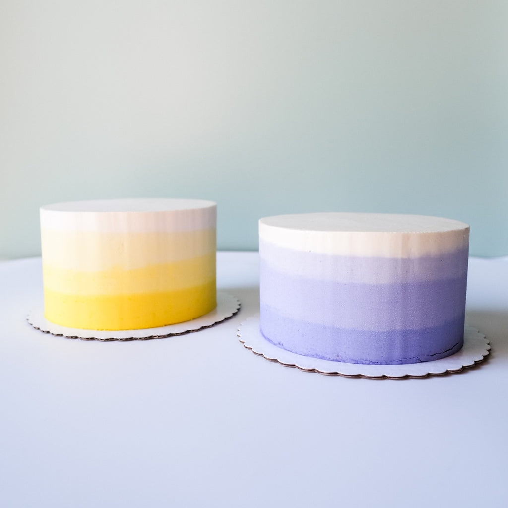 yellow and purple ombre cake 