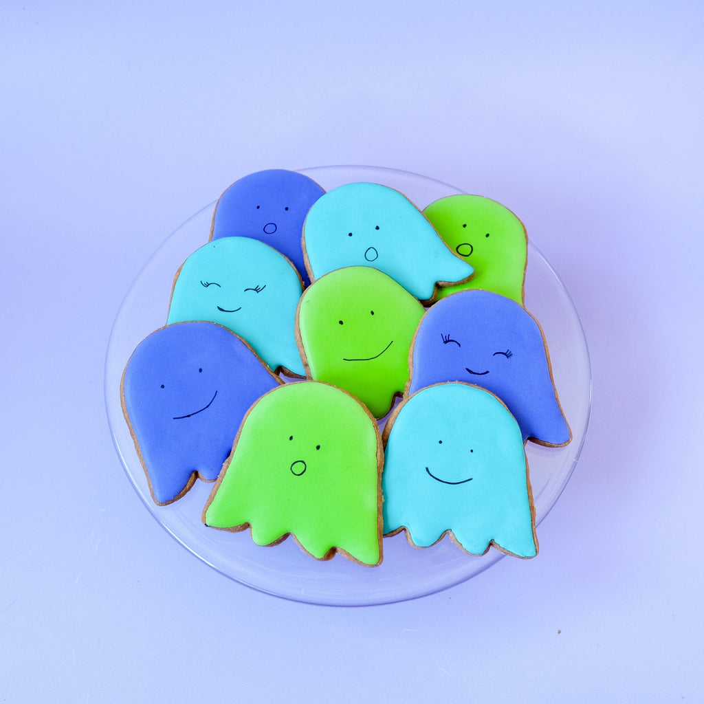 colorful ghost sugar cookies