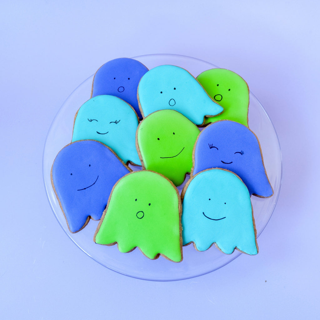 colorful ghost sugar cookies