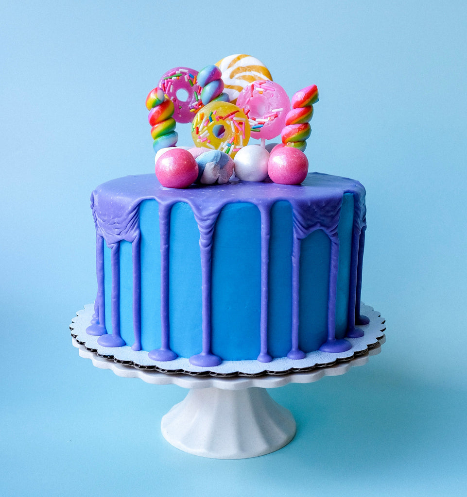 Blue and Purple Candy Drip cake