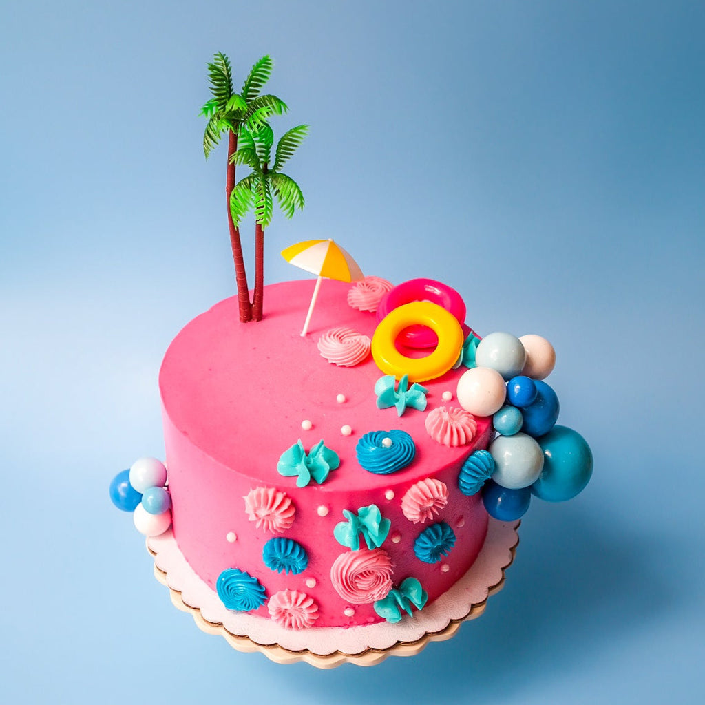 A Pink Malibu Barbie Themed Cake 