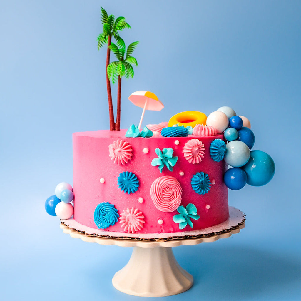 A Pink Malibu Barbie Themed Cake 