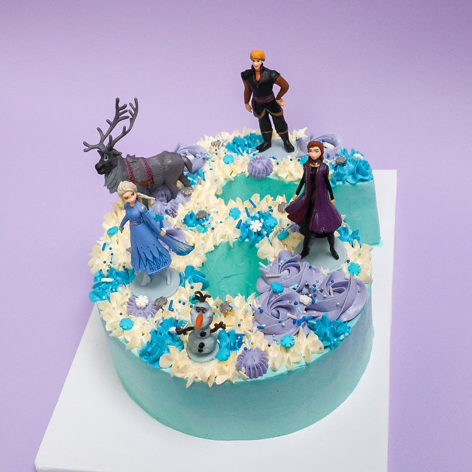 A frozen number cake