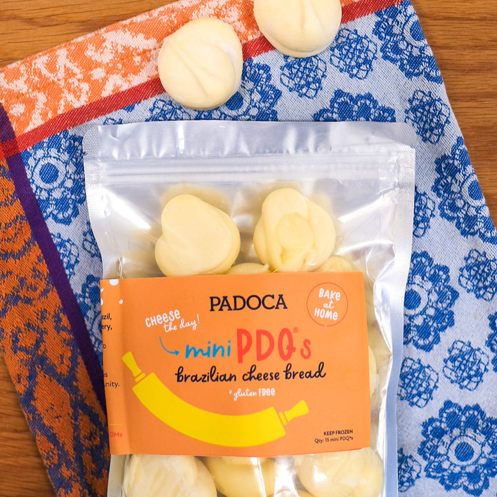 A bag of mini Brazilian PDQs Cheese Bread 