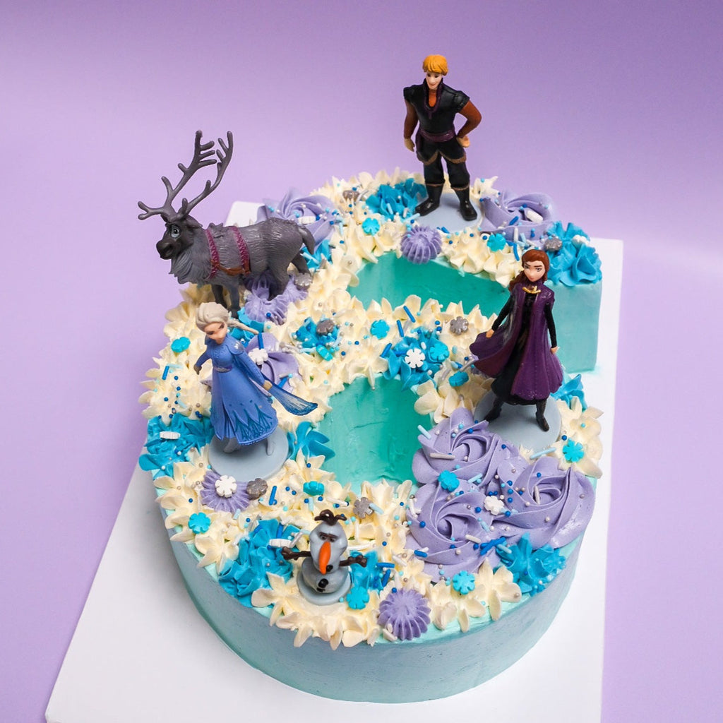 A frozen number cake