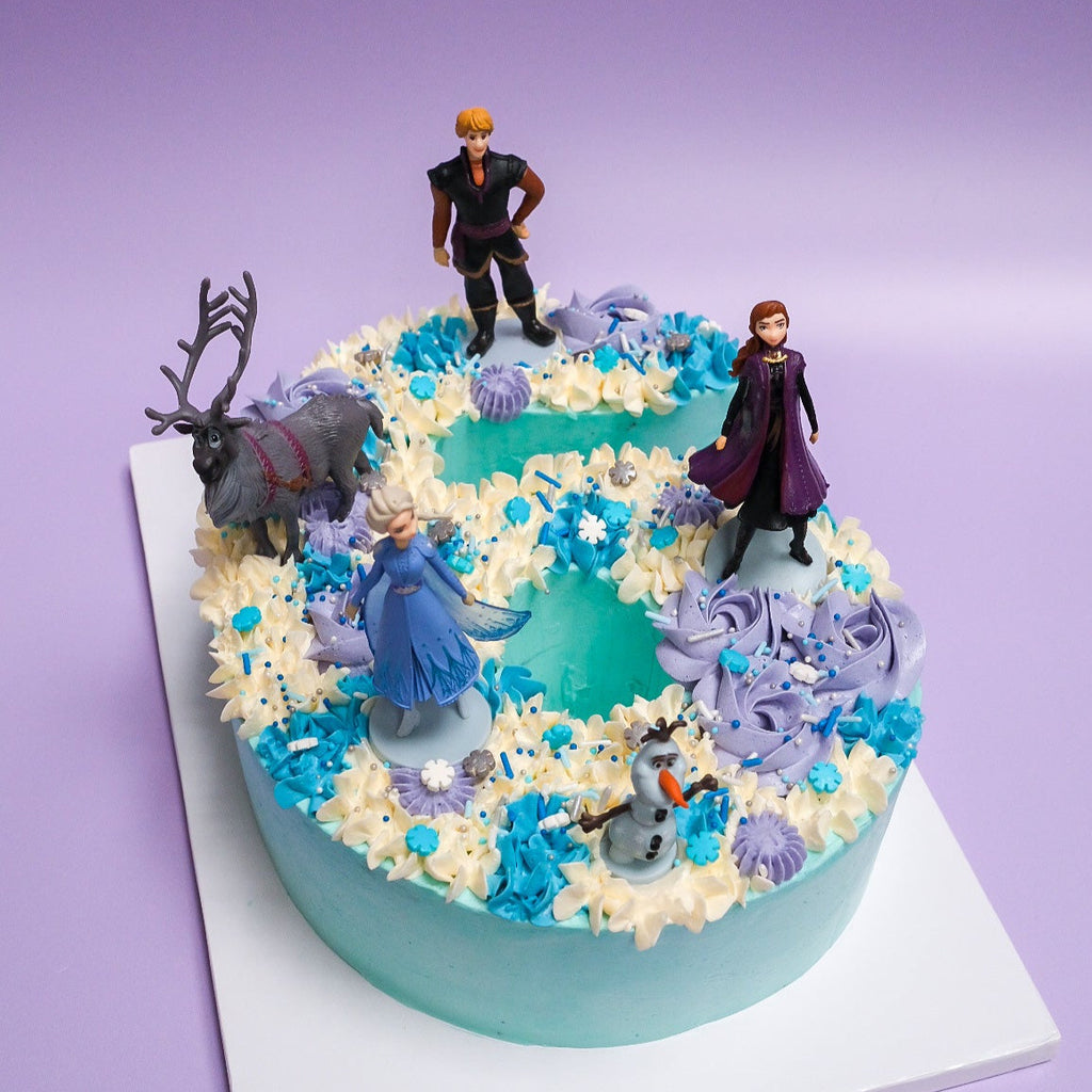A frozen number cake