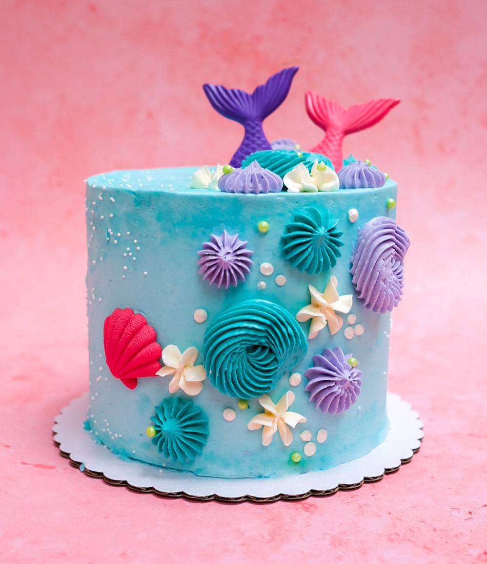 Mermaid Barbie themed chocolate cake filled with chocolate mousse