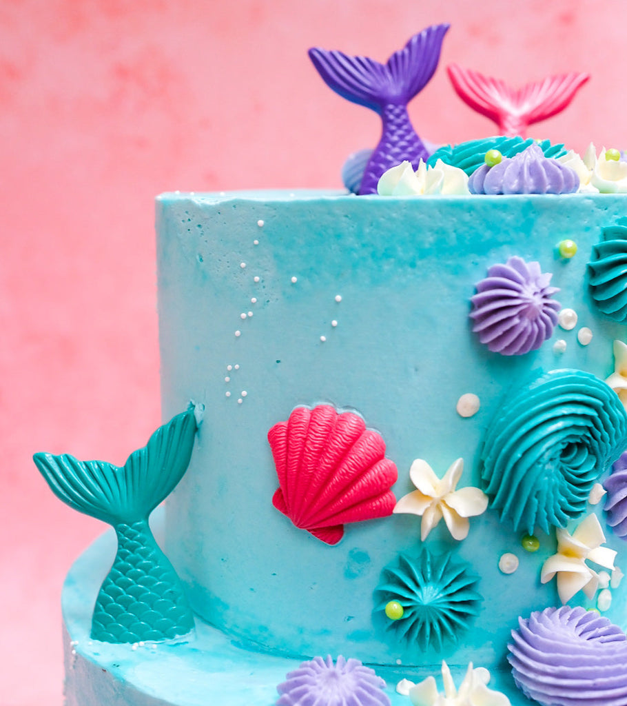 A two tiered mermaid cake