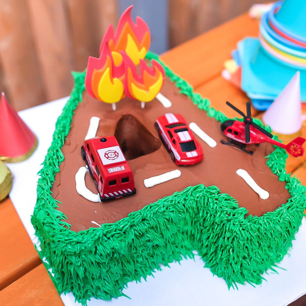 A firetruck number cake 